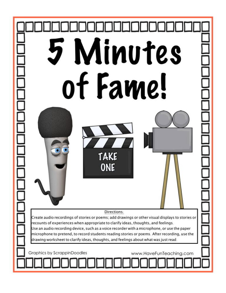 5 Minutes of Fame Read Aloud Activity