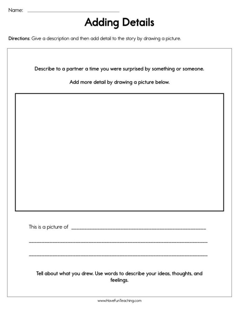 Adding Story Details Worksheet - Have Fun Teaching