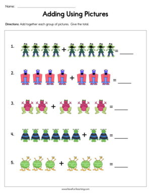 Adding Using Pictures Worksheet