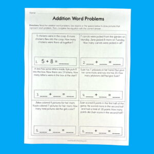 Addition Word Problems Worksheet