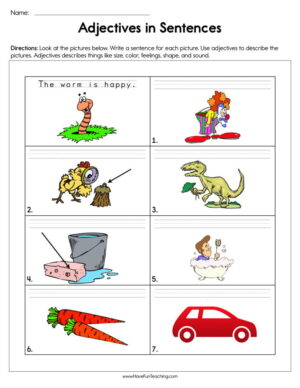 Adjectives in a Sentence Worksheet