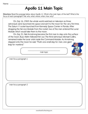 Apollo 11 Main Topic Worksheet