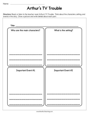 Arthur's TV Trouble Worksheet