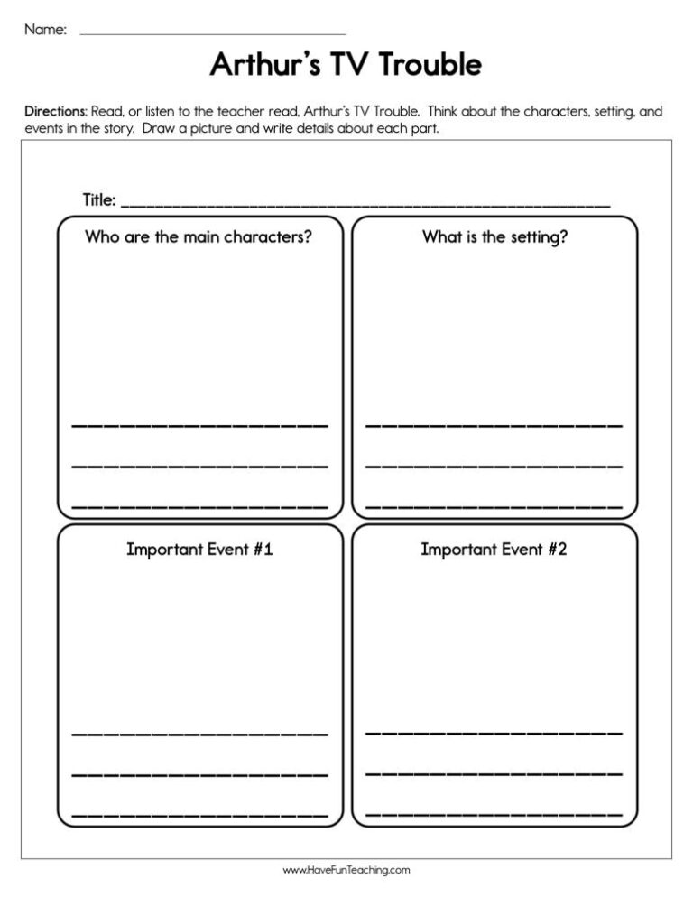 Arthur's TV Trouble Worksheet