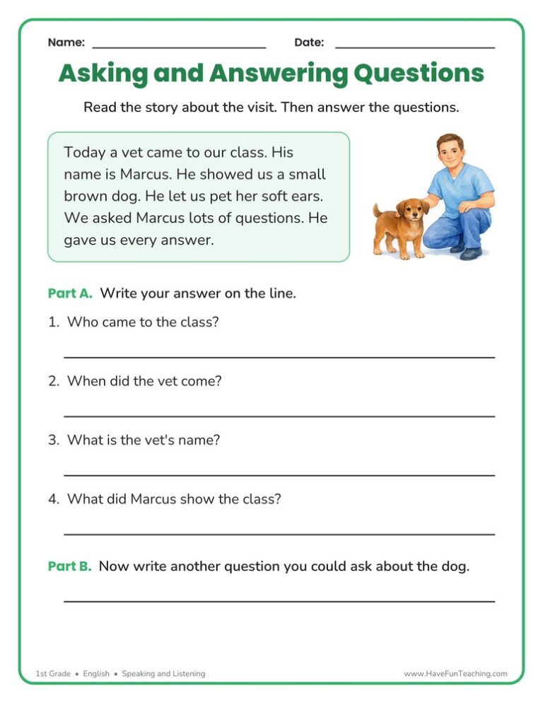 Asking and Answering Questions Worksheet