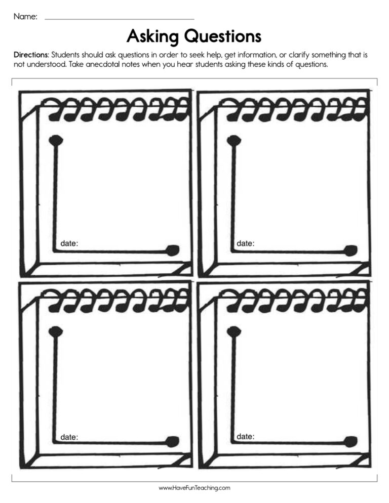 Asking Questions Worksheet