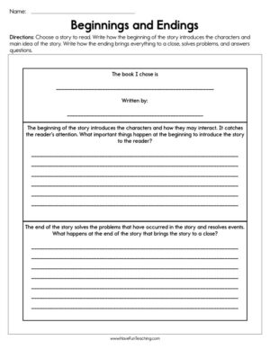 Beginnings and Endings Worksheet