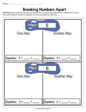 Breaking Numbers Apart Worksheet