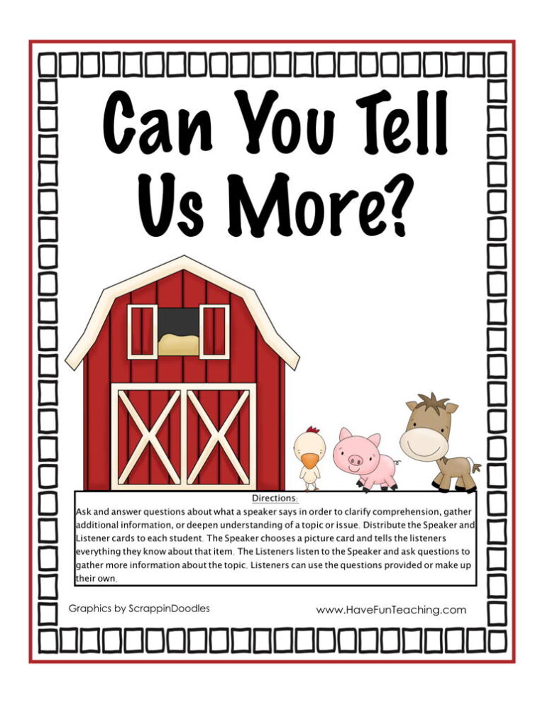 Can You Tell Us More? Speaking and Listening Activity