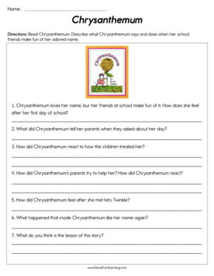 Chrysanthemum Worksheet