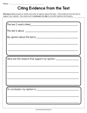 Citing Evidence from the Text Worksheet
