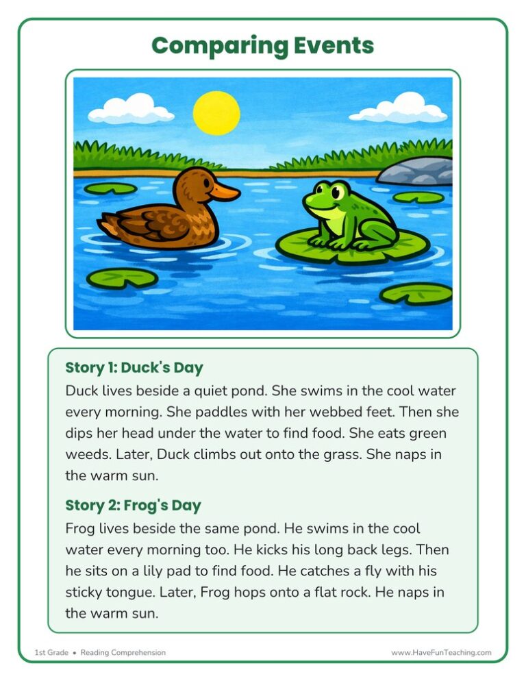 Compare Two Stories Worksheet
