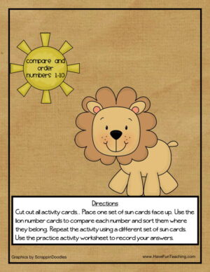 Comparing and Ordering Numbers 1-10 Activity