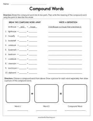 Compound Words Meanings Worksheet