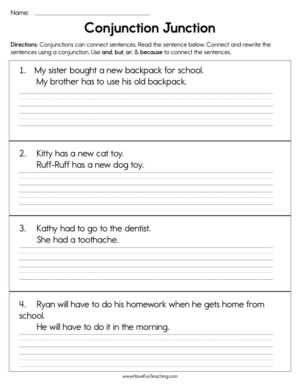 Conjunction Junction Worksheet
