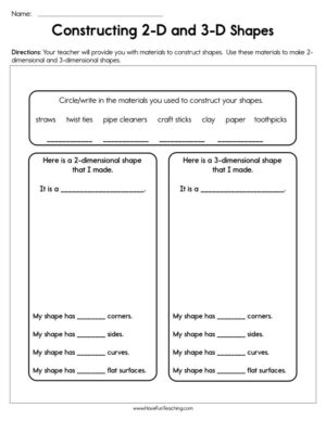 Construct 2-D and 3-D Shapes Worksheet