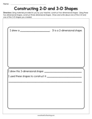 Constructing 2-D and 3-D Shapes Worksheet