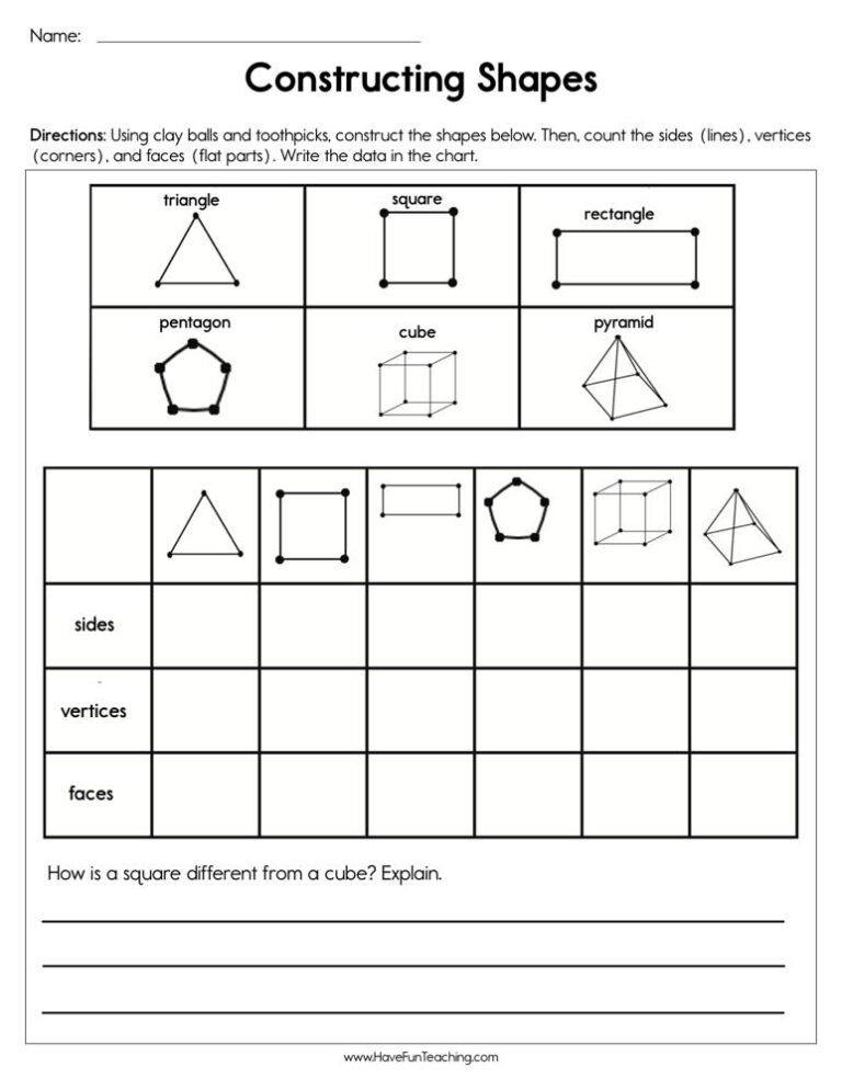 Constructing Shapes Worksheet