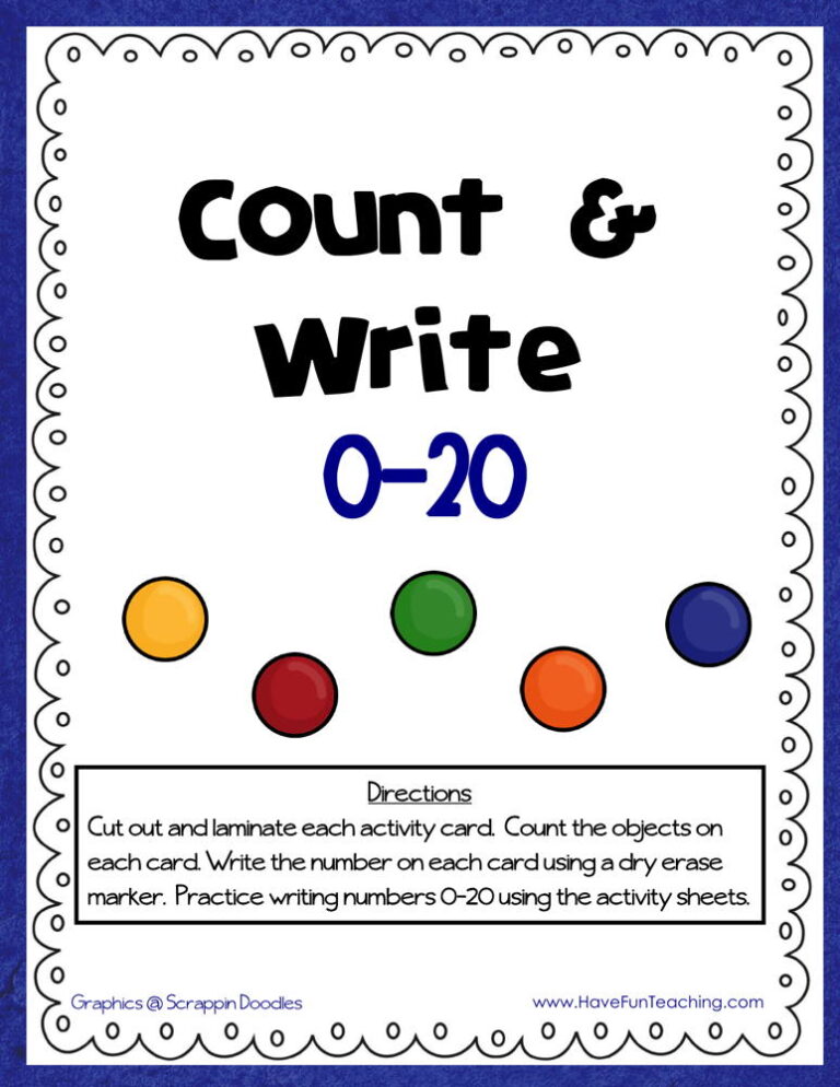Count and Write 0-20 Activity