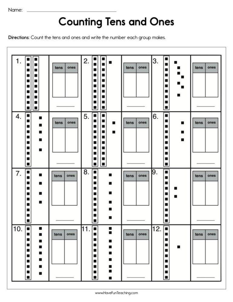 Count Tens and Ones Worksheet