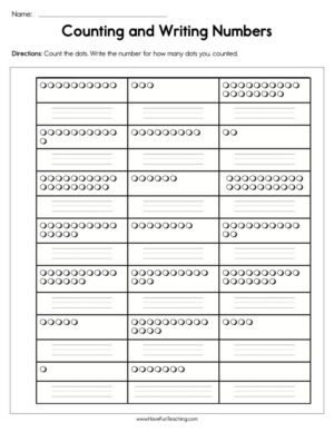 Counting and Writing Numbers Worksheet
