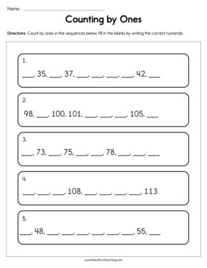 Counting By Ones Worksheet