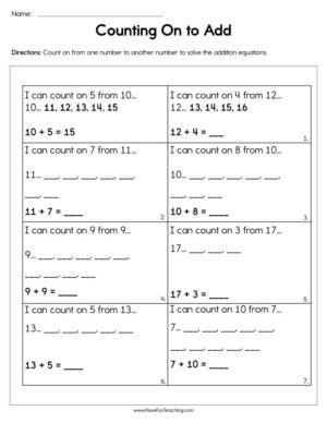 Counting On to Add Worksheet