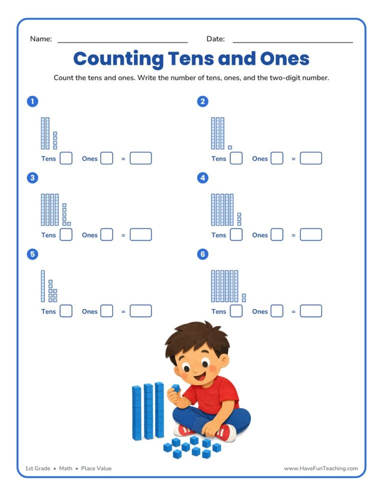 Counting Tens and Ones Worksheet