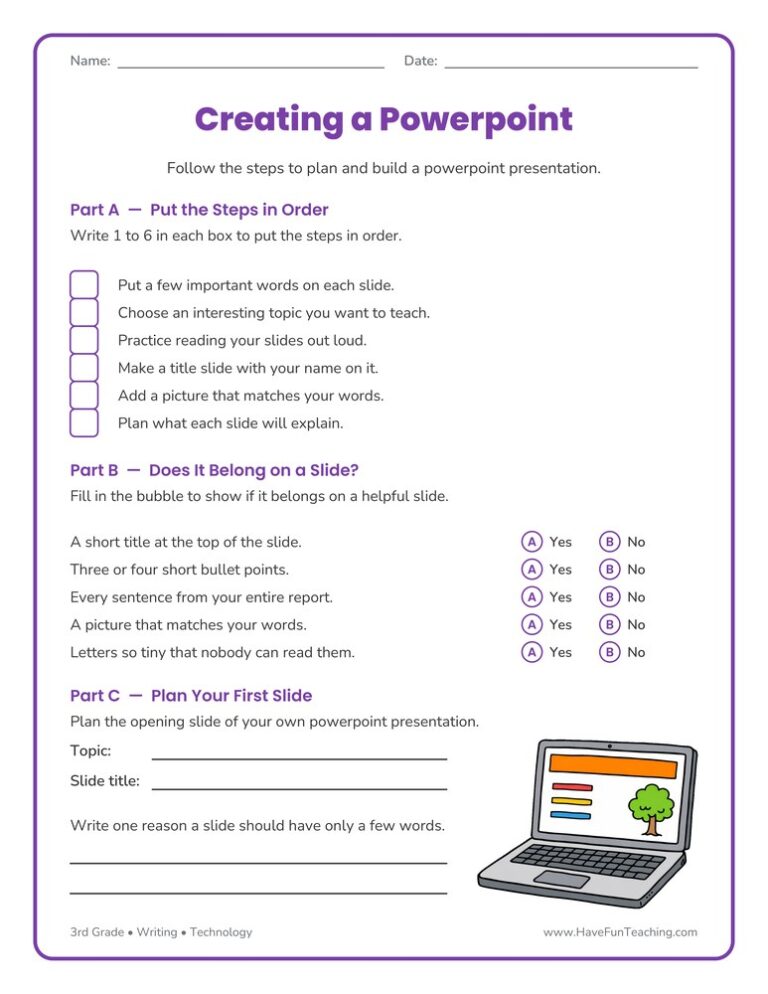 Creating a Powerpoint Worksheet