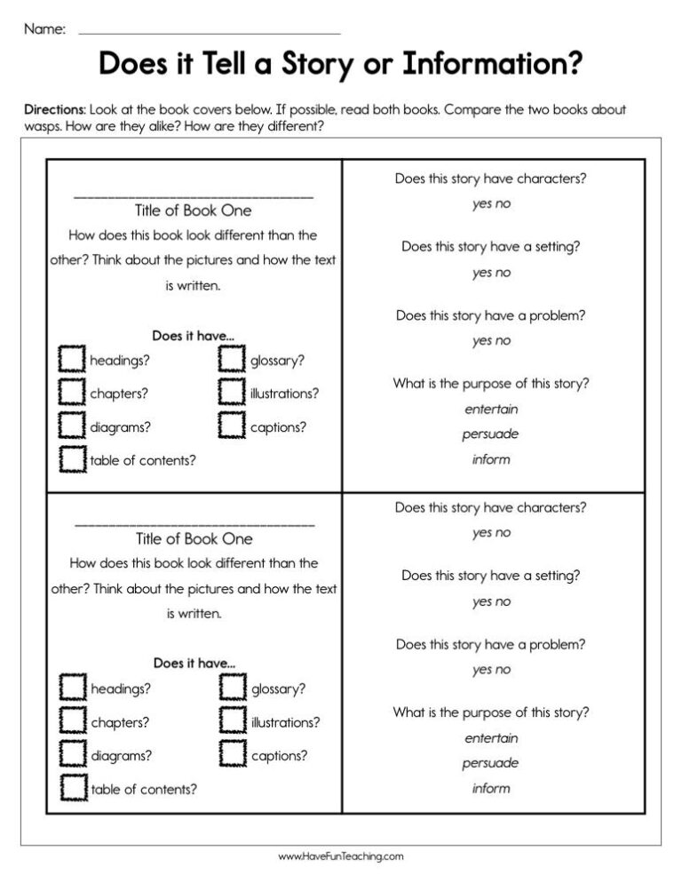 Compare and Contrast Worksheets - Have Fun Teaching