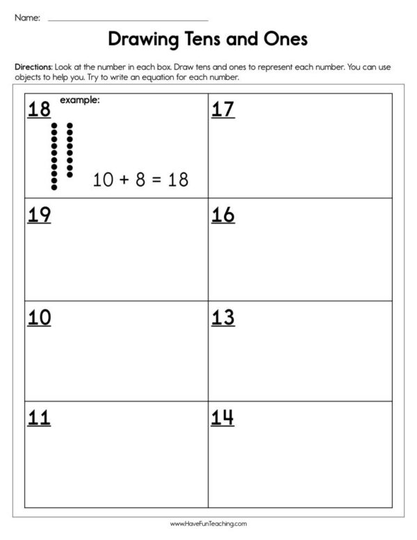 Draw Tens and Ones Worksheet - Have Fun Teaching