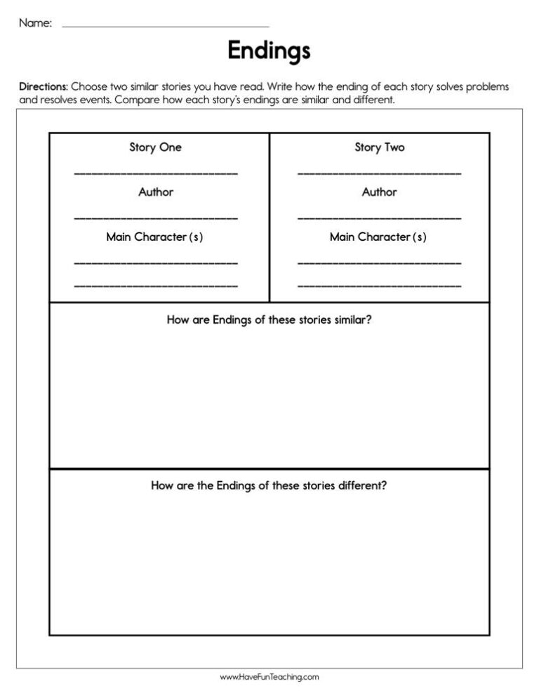 Endings Worksheet