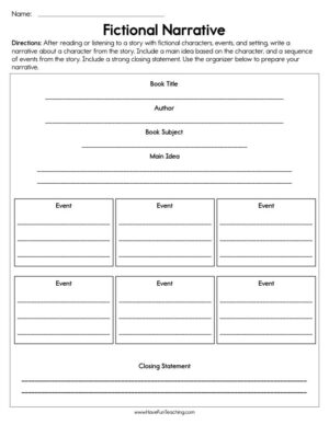 Fictional Narrative Worksheet