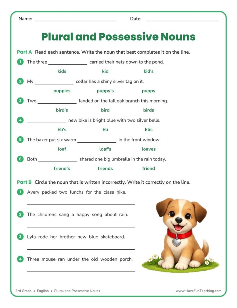Fill in the Blank Nouns Worksheet