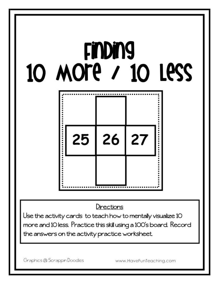 Finding 10 More 10 Less Activity