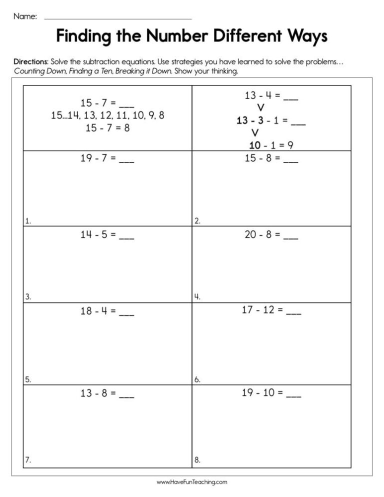 Finding the Number Different Ways Worksheet