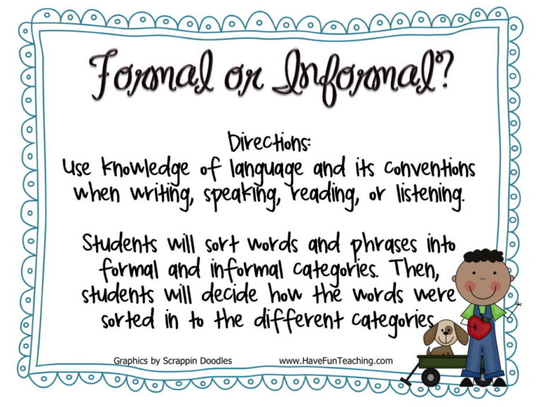 Formal Informal Language Activity