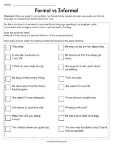 Formal vs Informal Worksheet - Have Fun Teaching