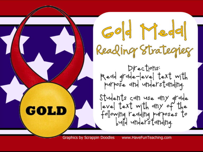 Gold Medal Reading Strategies Activity