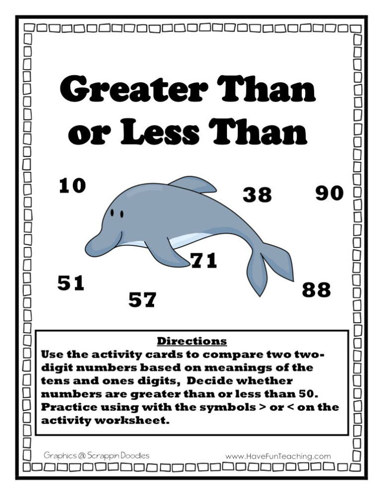 Greater Than Less Than Dolphin Activity