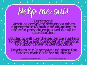 Help Me Out Asking Questions Activity