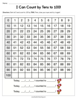 I Can Count By Tens to 100 Worksheet