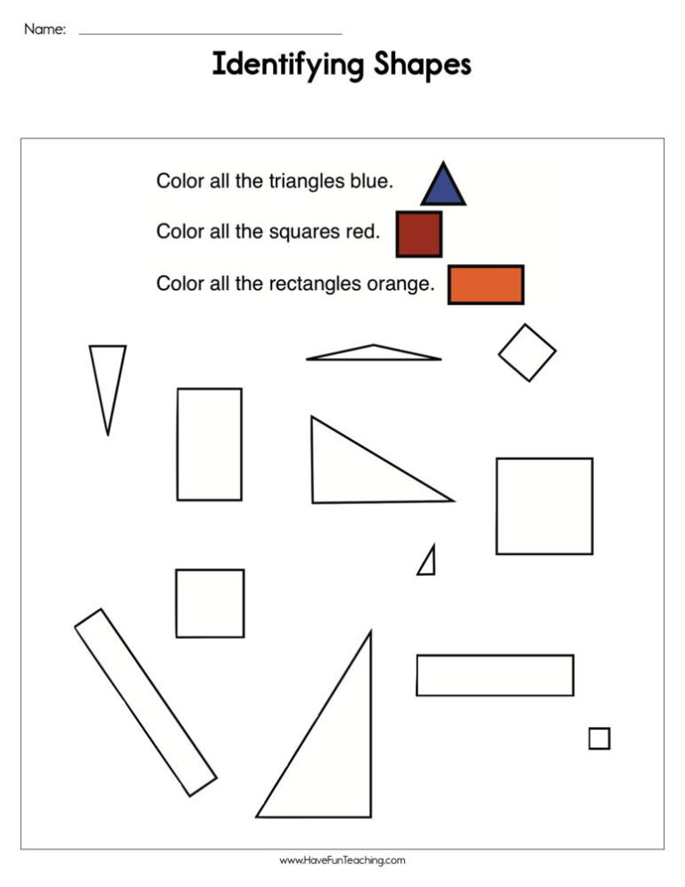 Identifying 2-D Shapes Worksheet