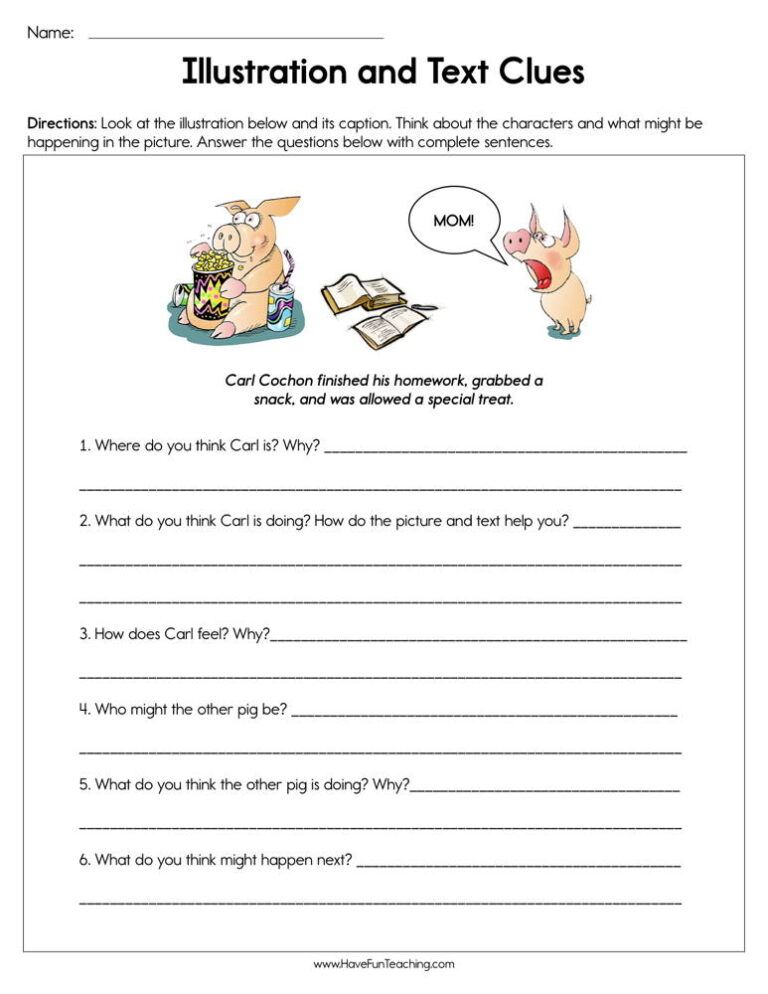 Illustration and Text Clues Worksheet