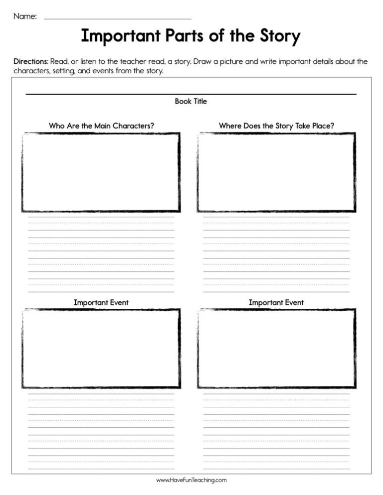 Important Elements of the Story Worksheet