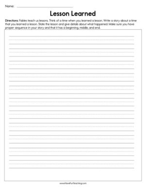 Lesson Learned Worksheet