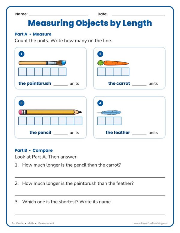 Measuring Objects by Length Worksheet - Have Fun Teaching