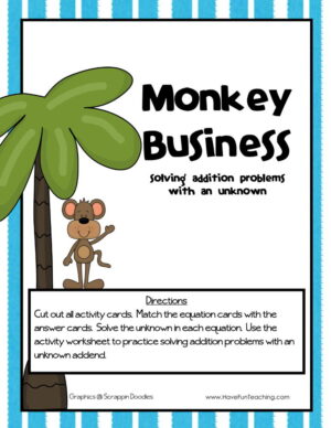 Monkey Business Adding with an Unknown Number Activity