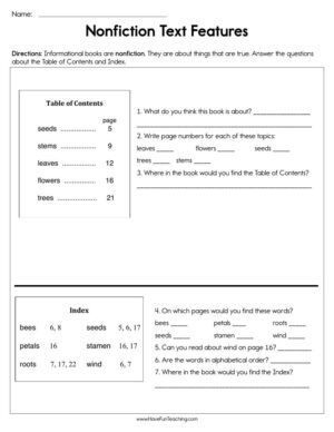 Nonfiction Text Features Worksheet - Have Fun Teaching