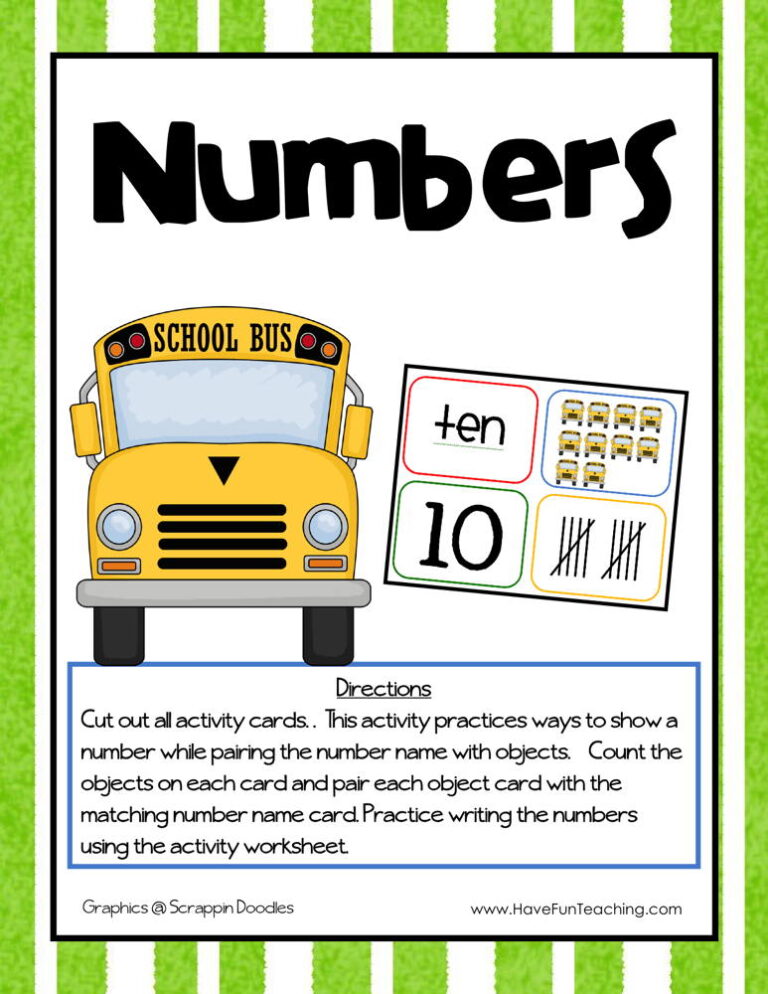 One to One Correspondence Counting Numbers Activity